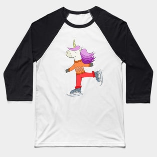 Unicorn skating in winter Baseball T-Shirt